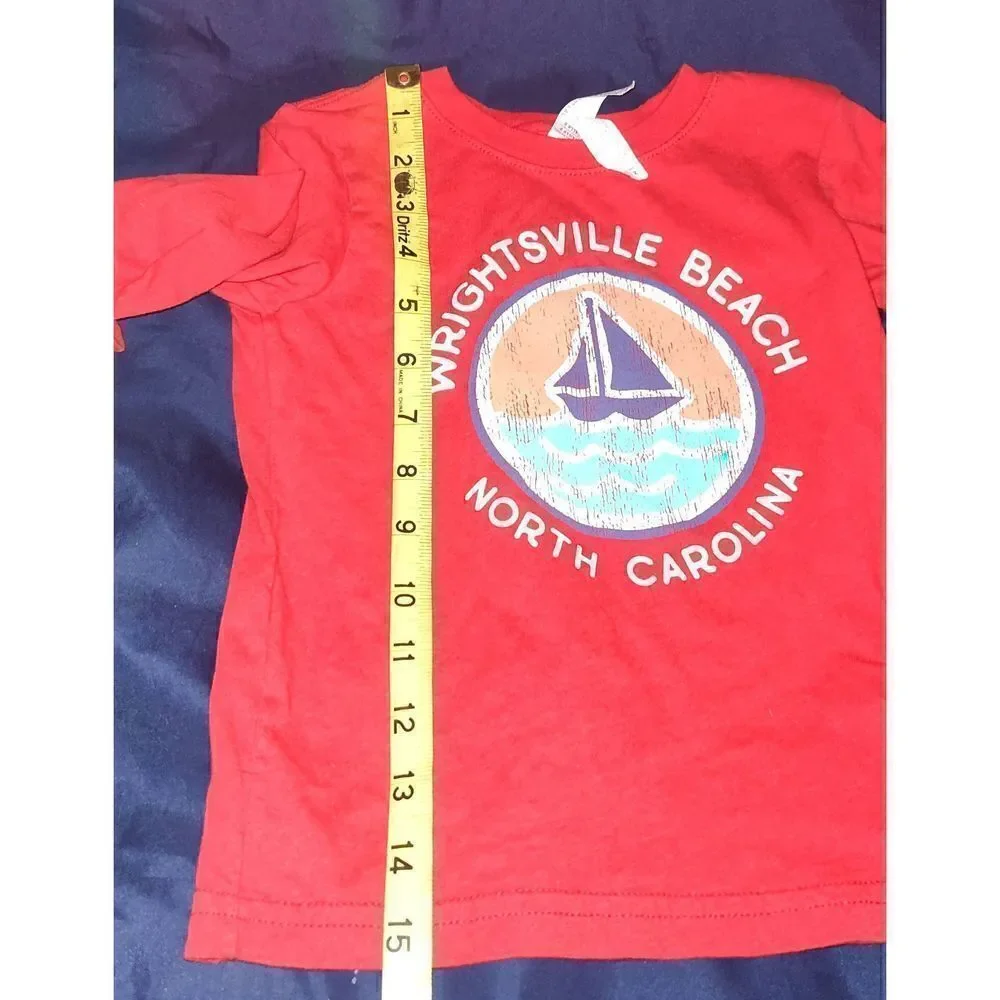 WRIGHTSVILLE BEACH NORTH CAROLINA Kids long sleeve red t shirt Size 2. Rabbit Sk